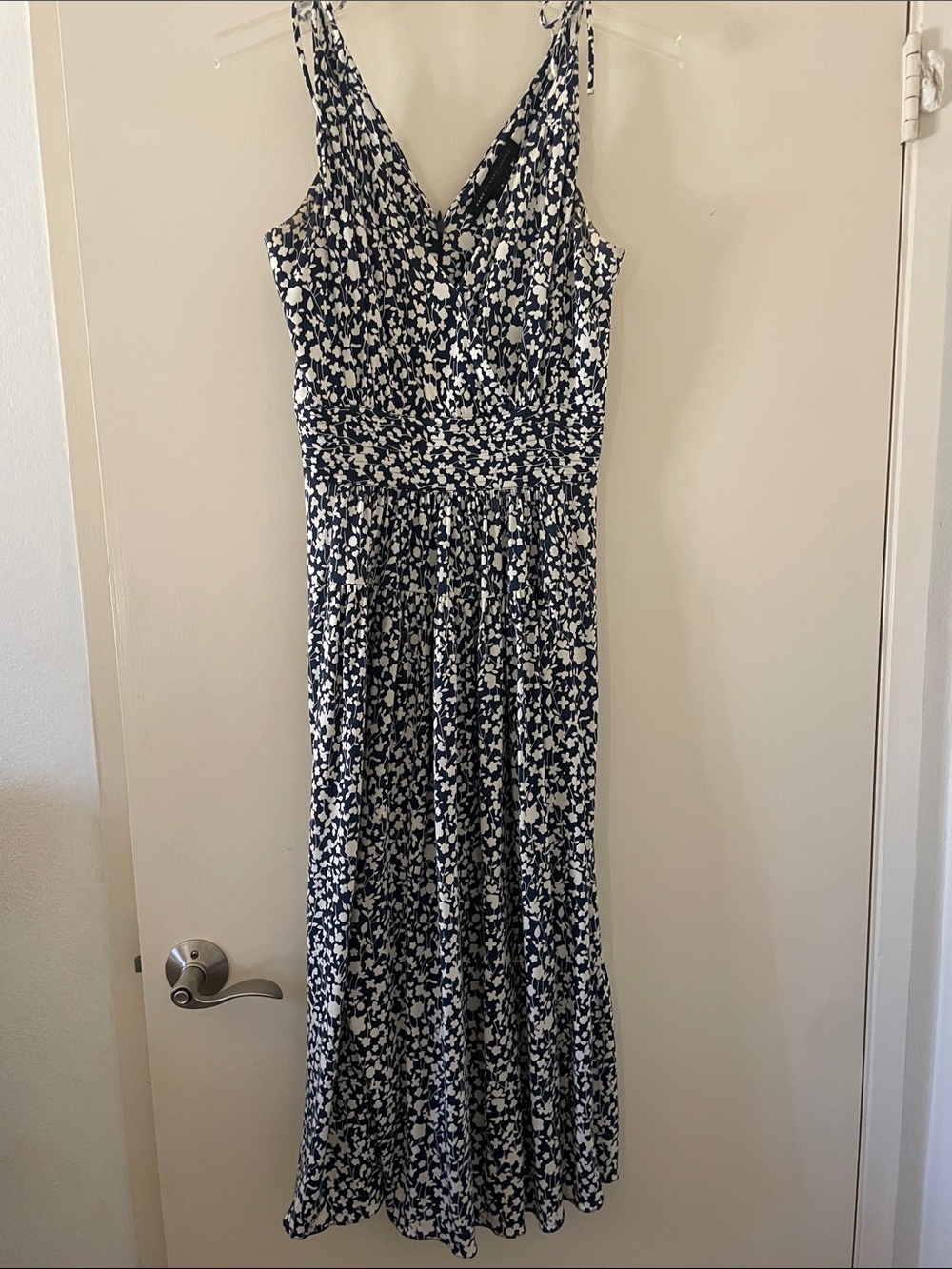 Marc By Marc Jacobs Navy & White Floral Tie-Shoulder Maxi Dress Small vintage